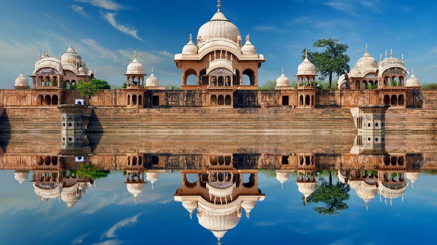 Kusum Sarovar reflected in its tank
