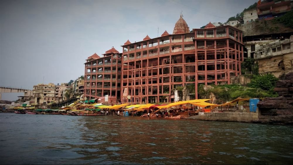 Omkareshwar ghats from the river