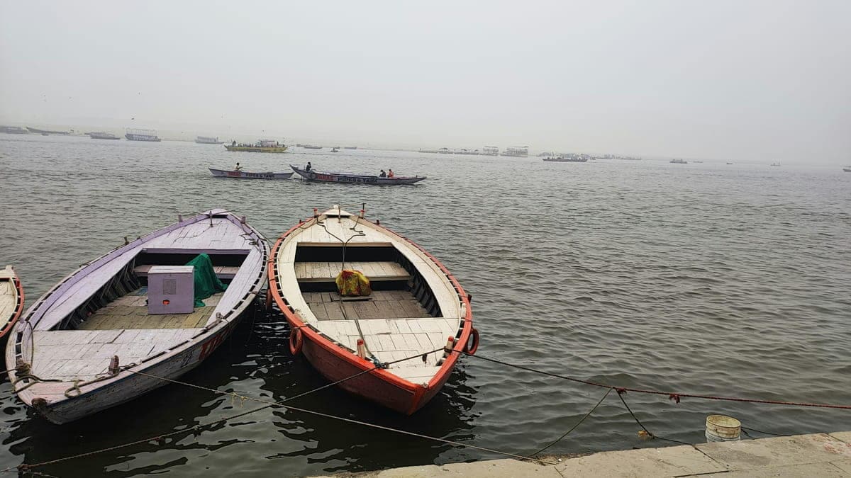 Boats on the Ganga at Varanasi, about 200 km from Gorakhpur