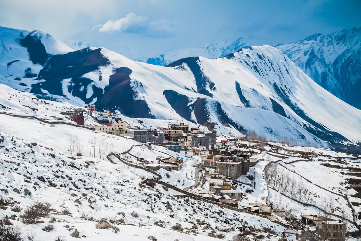 Muktinath village in winter