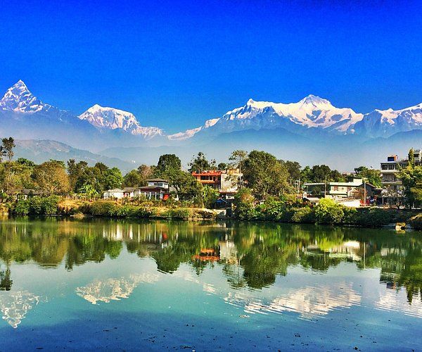 Annapurna range over Phewa Lake