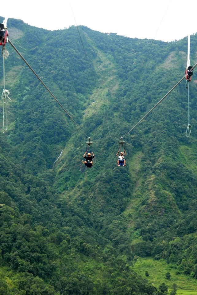 Zip-lining over the hills of Pokhara